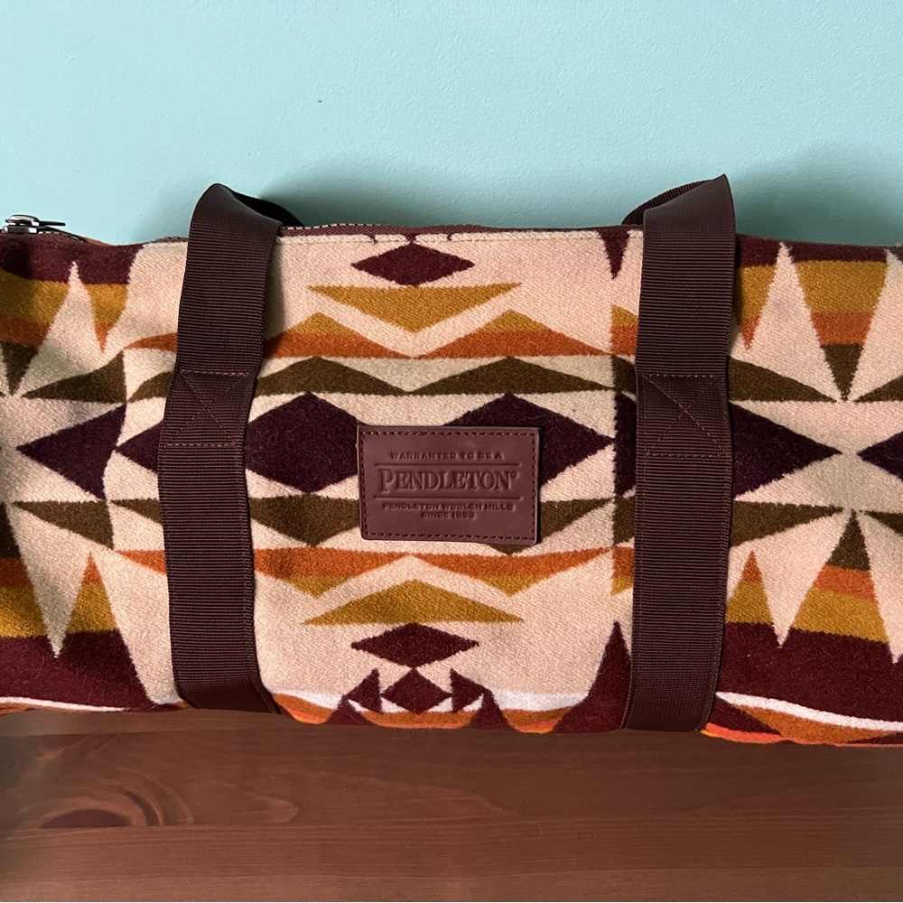 Pendleton Geometric Travel Bag - Brown, Cream, Orange, Green
